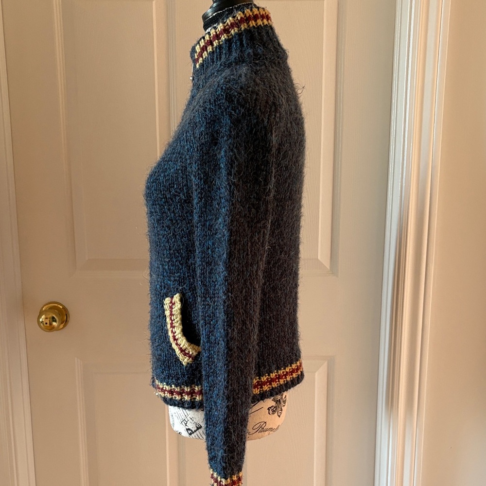 Kenzie Navy Sweater with Multicolor Trim - Picture 2 of 6